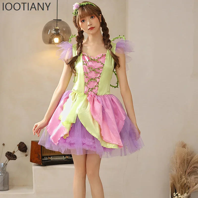 

CosplayHalloween Lady Butterfly Wings Flower Fairy Fairy Tale Elf Princess Sweet Fresh Dress Role Play Birthday Fancy Dress Part