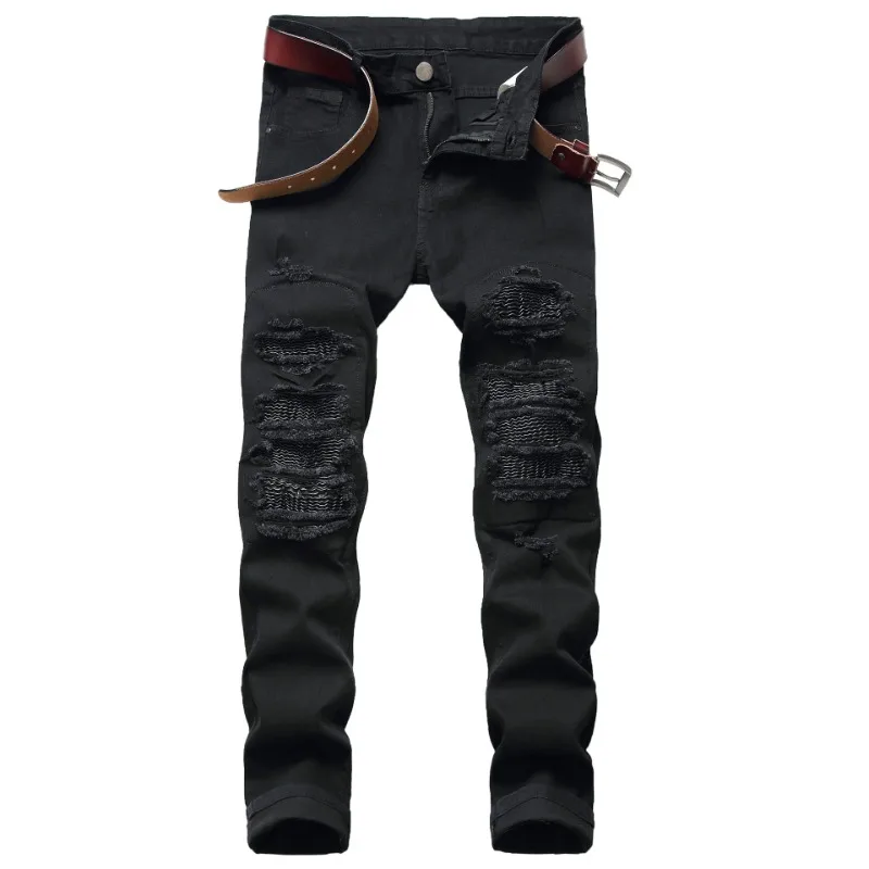 Jeans for Men High Street with Holes and Black Peaks Slim Fit Jeans and Mens Trousers