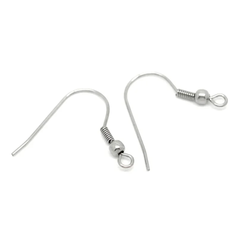 500Pcs Silver Tone Stainless Steel Earring Wire Hooks Ear Jewelry Making Charms 23x22mm
