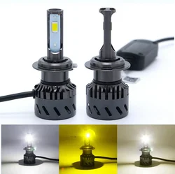 PAMPSEE Tricolor Auto Headlights H1 H4 H7 H8 H16 H11 HB3 9006 3000K 4300K 6000K Car LED Headlight Auto Bulbs three color E380