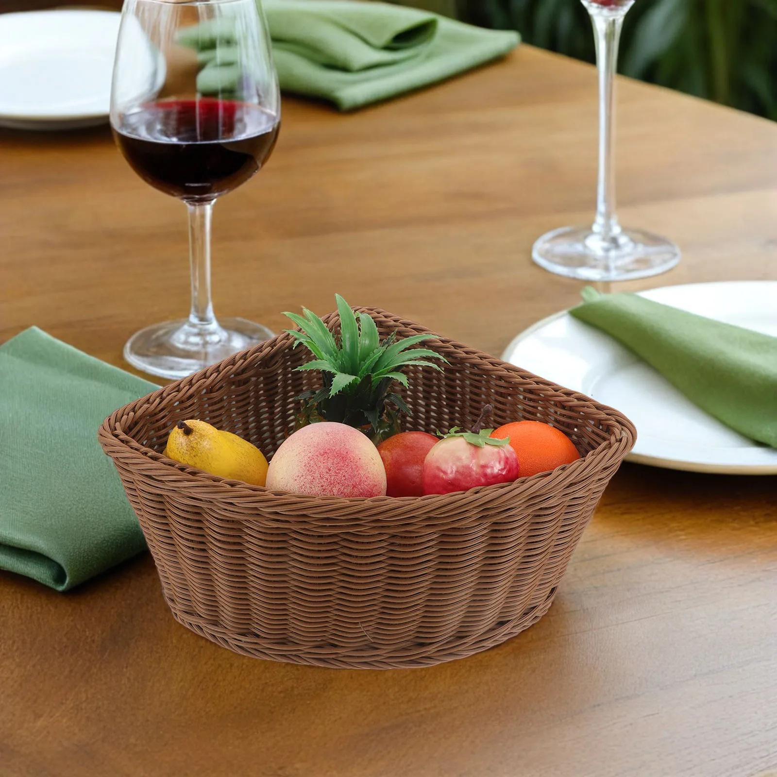 

2Pcs Arc Shaped Storage Basket 10 Inch - Woven Triangle Corner Shelf Basket for Closet Bedroom Side Table - Plastic Rattan