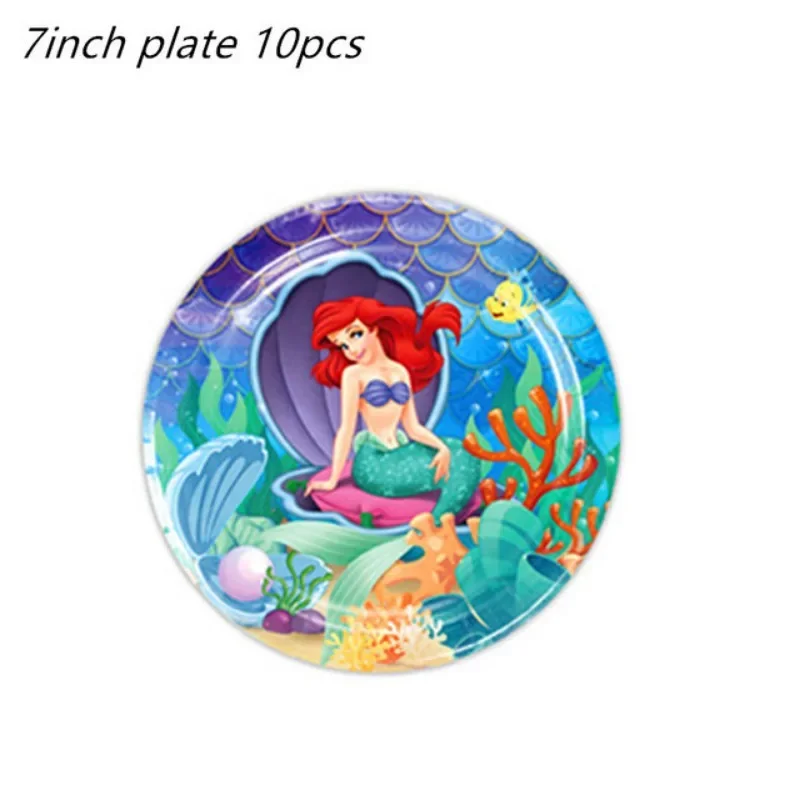 Disney Girl\'s birthday party Little Mermaid themed banner paper cup balloon tablecloth