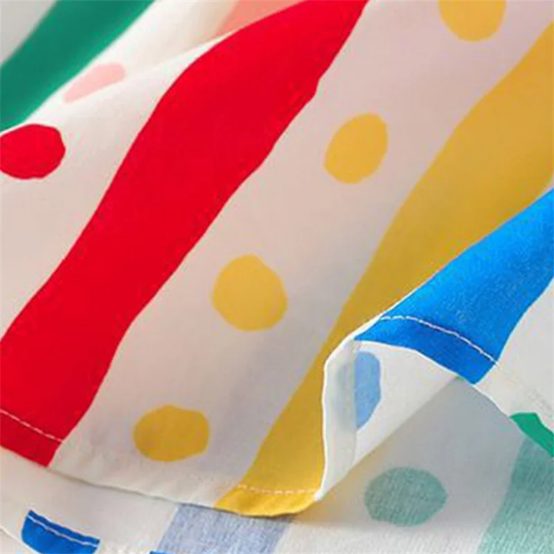 Fashionable Kids Girls Colorful Striped Polka Dot Sundress Sleeveless Summer Dress with Red Collar Children Soft Casual Costume 6
