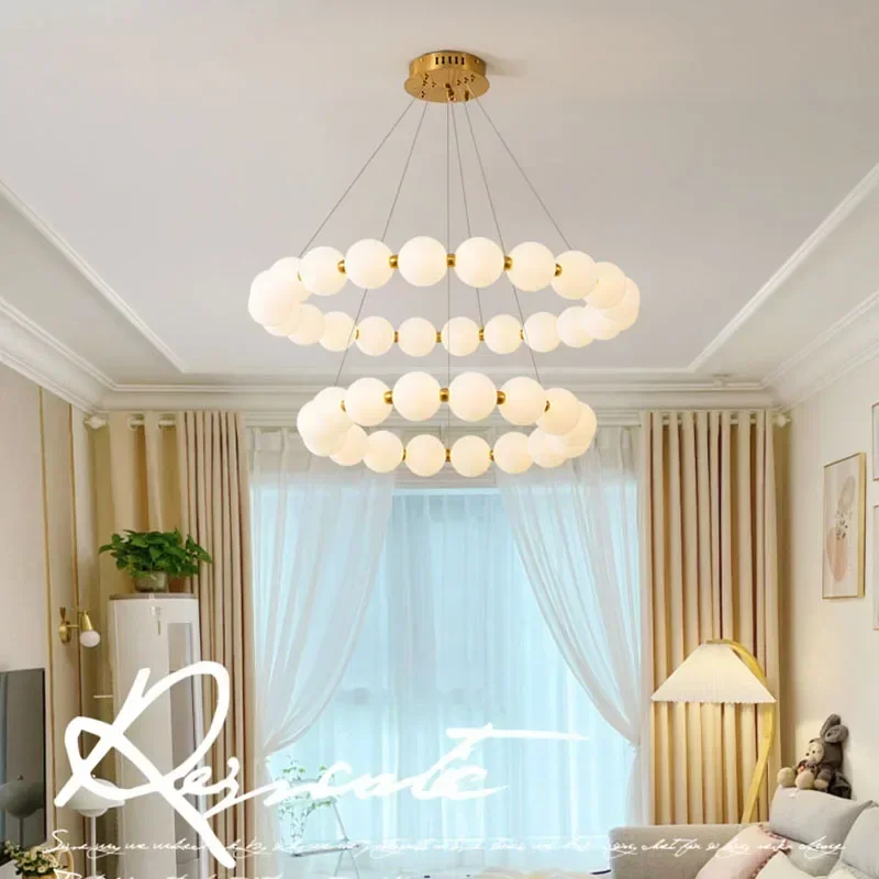 Nordic Round Ring LED Ceiling Chandelier Acrylic Gold for Dining Living Room Center Table Bedroom Pendant Lighting Decor Fixture