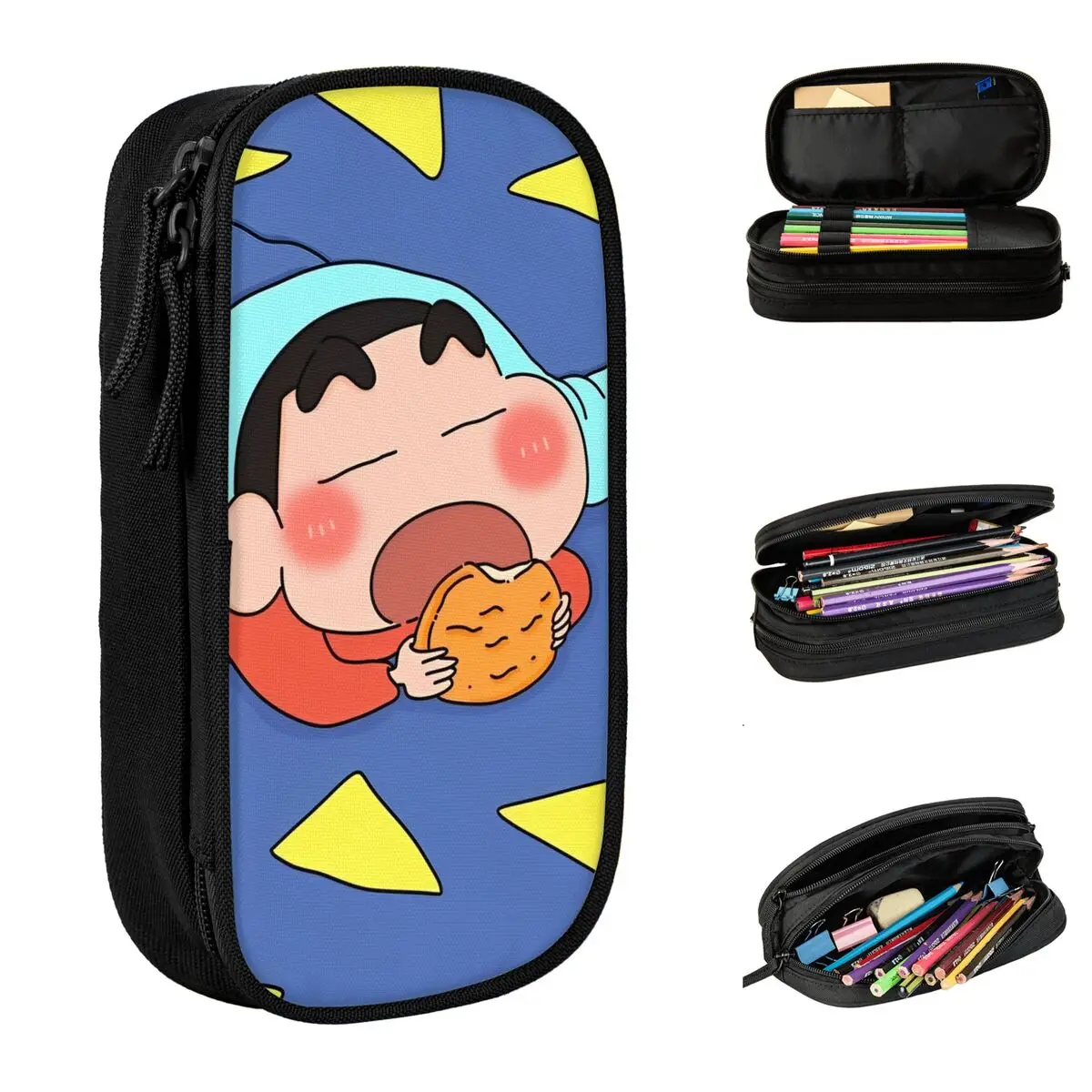 Crayon Shin-chan Eating Pencil Case Japanese Anime Pen Pencil Bags Student Large Storage Students School Cosmetic Pencil Pouch