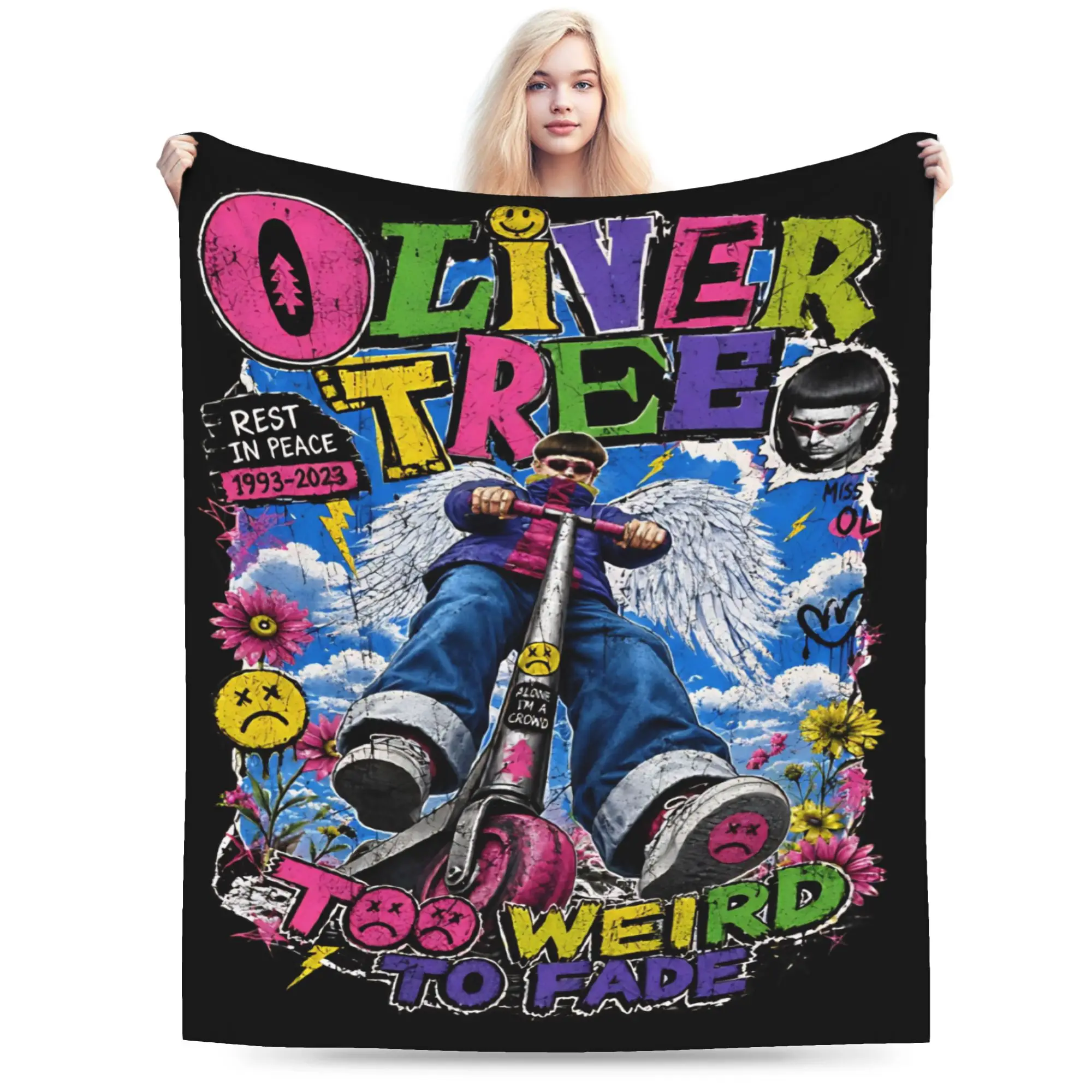 Oliver Tree Rest In Peace 1993 to 2026 Memorial Flannel Blanket  Funny Throw Blankets for Bed Sofa Couch 150*125cm Bedspreads