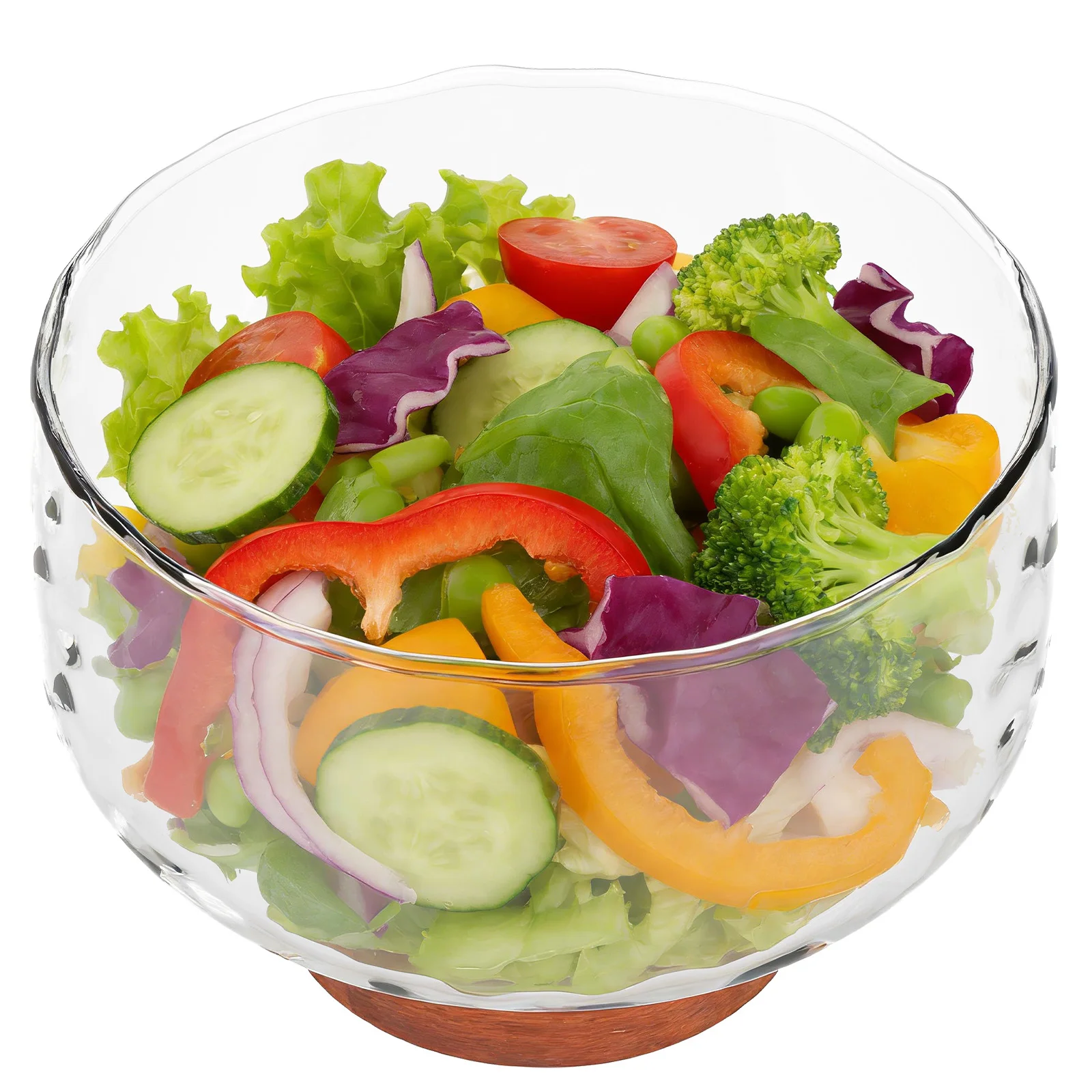 

3.5L Glass Trifle Bowl Large Capacity Salad Bowl with Wooden Base Fruit Plate Easy to Clean Footed Trifle Bowls for Dessert Cake