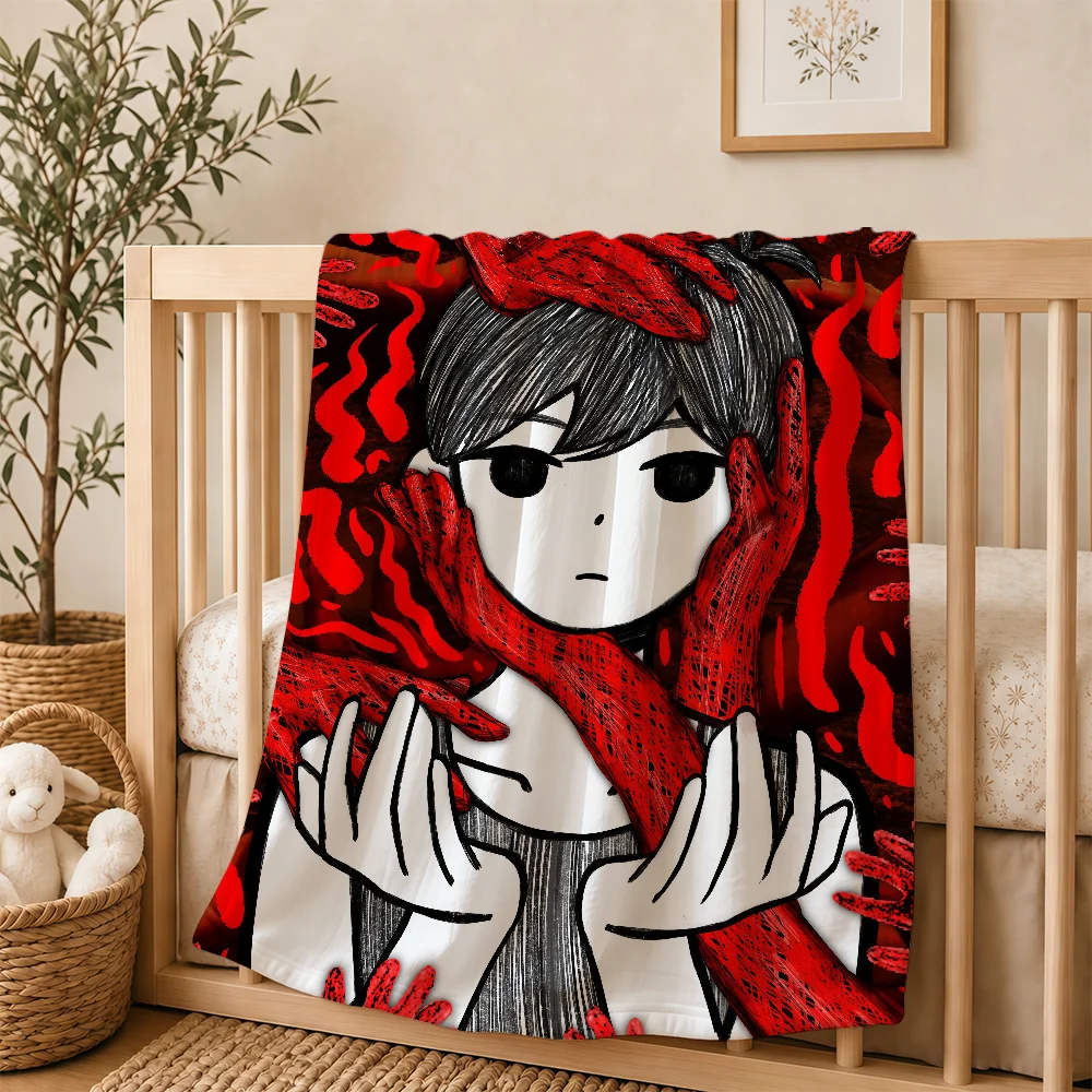 Classic Hot Horror Video Game Omori Blanket For Soft Warm Knee For Bedroom Living Room Bed Sofa Camping Picnic Office Gift