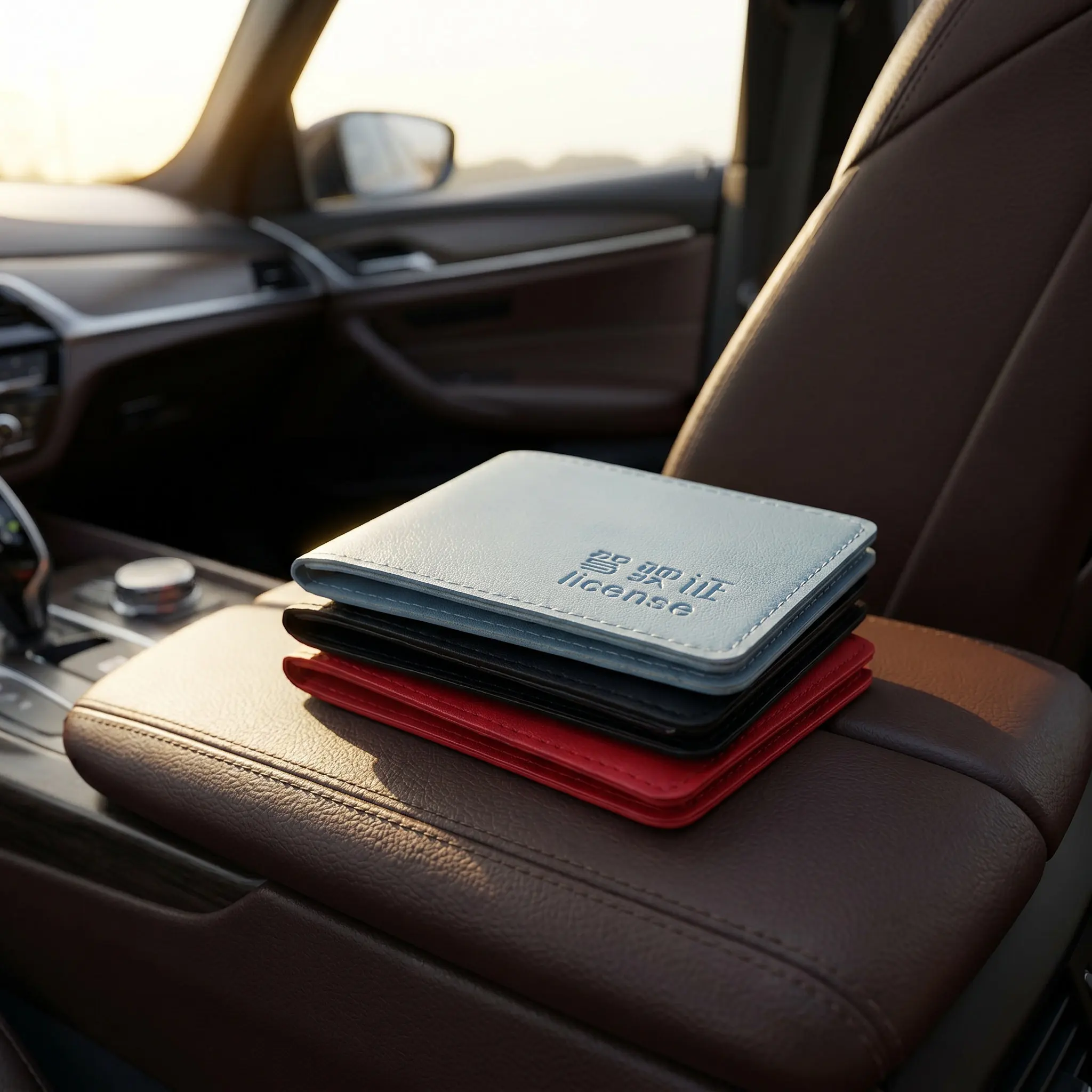 3Pcs Car License and Registration Holder Driver Id Wallet Waterproof Faux Document Organizer Stylish Car Interior
