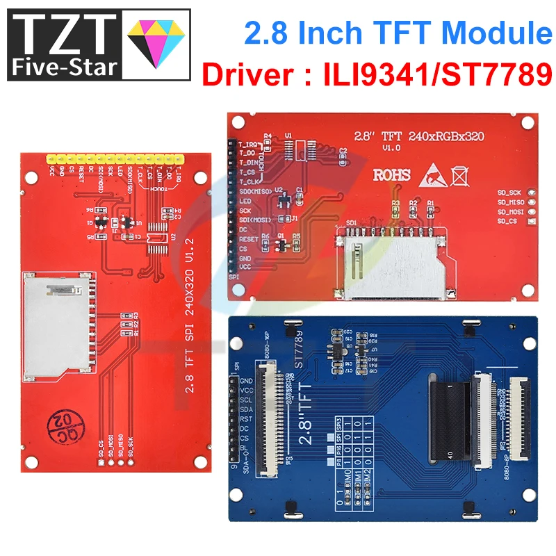 Imagem -06 - Tzt Lcd Serial Port Module para Arduino 2.8 240x320 Spi Tft Pcb Micro sd Ili9341 St77v 5v 3.3v 2.8 Display Led