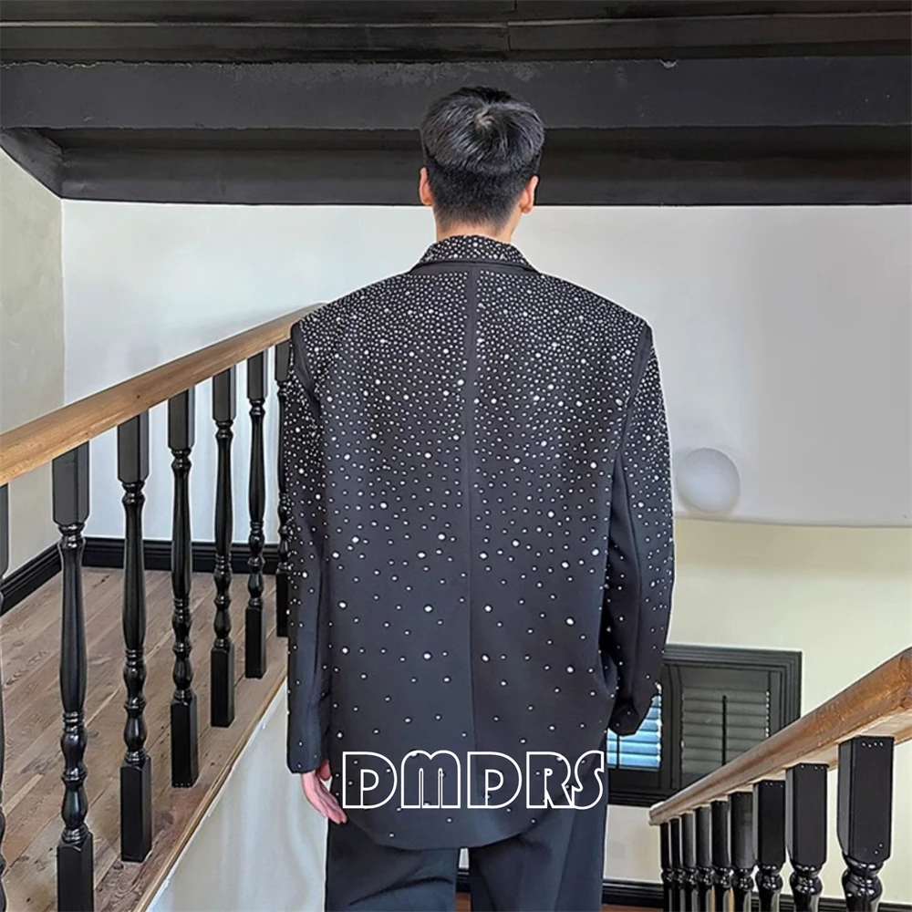 DMDRS Diamonds Suit Jacket for Men M-XL, Luxury Suit Blazer High-Street Single Breasted Jacket for Autumn, Party Pageant Blazer