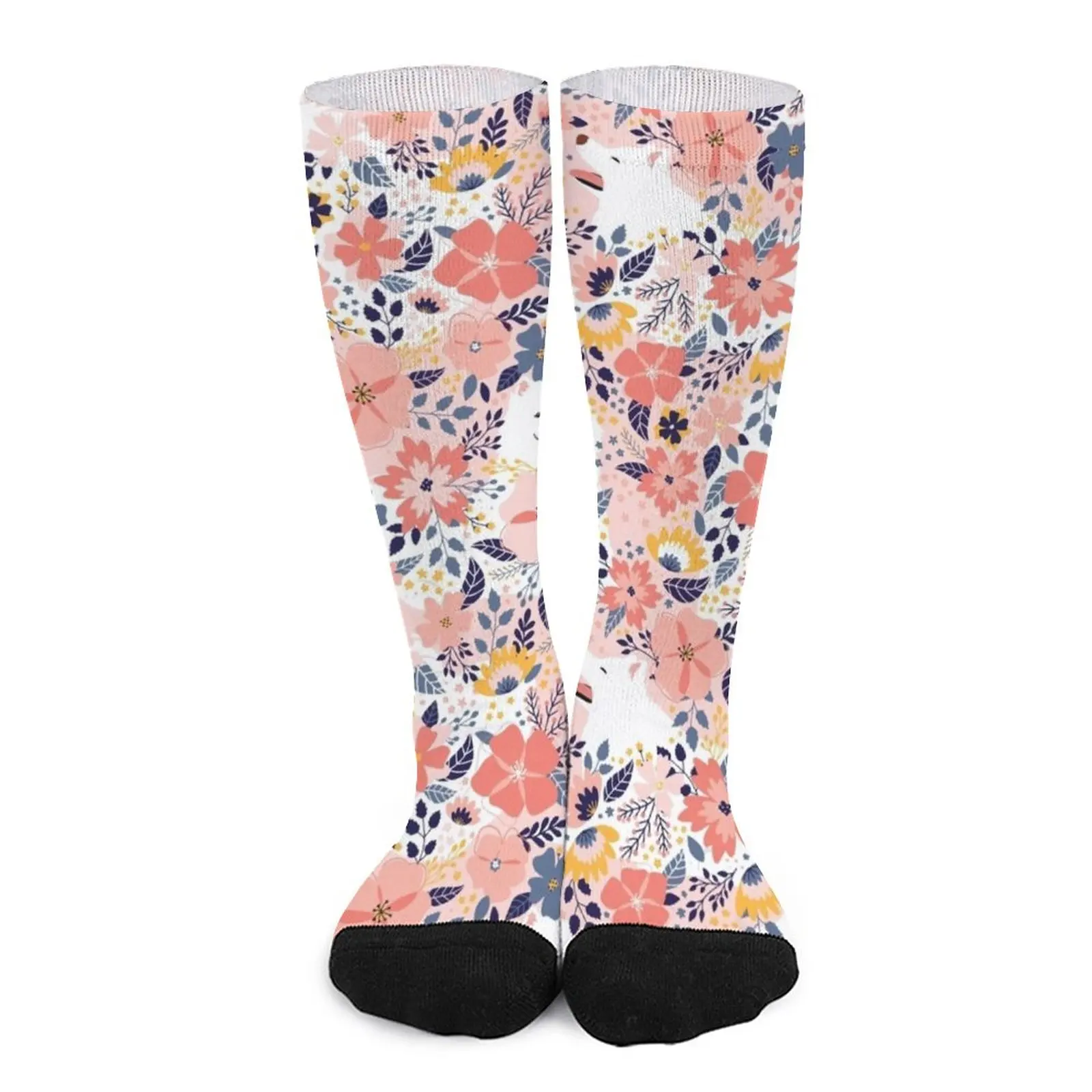 Cute Samoyed Garden - Pink Background Socks Lots compression socks Women