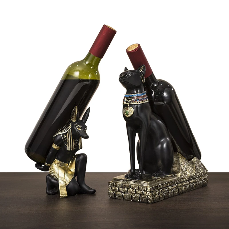 

Egypt Anubis Wine Rack Bastet God Cat Wine Bottle Rack Resin Arts And Crafts Bar Ornament Decoration
