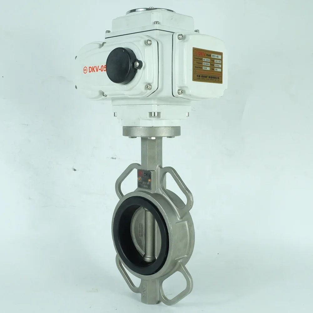 Válvula Borboleta Elétrica PN 16 em Aço Inoxidável 304 com Atuador Elétrico Inteligente 24VDC Tipo Wafer PTFE