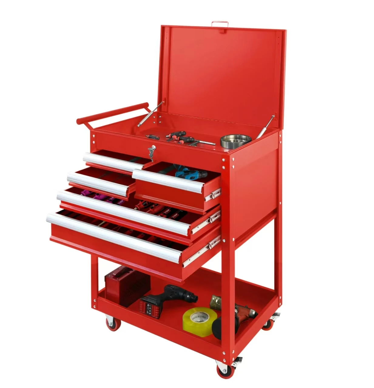 Customizable 5-Drawer OEM/ OBM Factory Sale Rolling Heavy Duty Steel Tool Cabinet with Brake Wheels Mobile Tool Cart