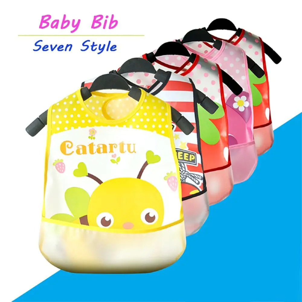 Safe Pocket Series Feeding Plastic Lunch Cartoon Cloth Turn Bibs/Cute Pattern Translucent Infants Bibs Towel Waterproof Baby