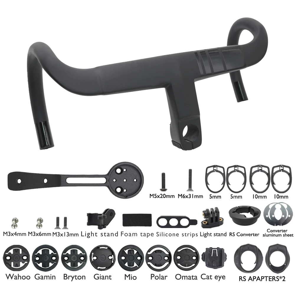 

Внутренний трос для велосипеда ROAD серии D, встроенный карбоновый велосипедный руль, кокпит с проставкой, монтажный стержень-8 ° 28,6 мм, 380-440 мм