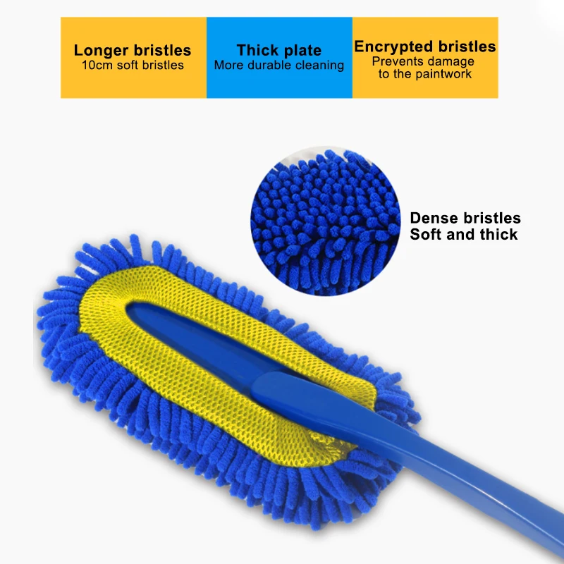 SEAMETAL Microfiber Car Cleaning Mop Dust Removal Wash Brush Universal Car Collector Duster Clean Kit Car Detailing Wash Tools