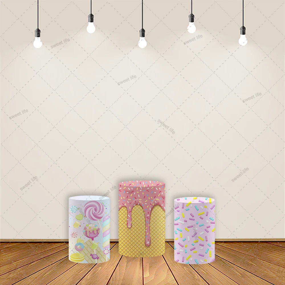 

Ice Cream Candy Cylinder Plinth Covers Baby Shower Birthday Party Desserts Table Decor Cylinder Covers
