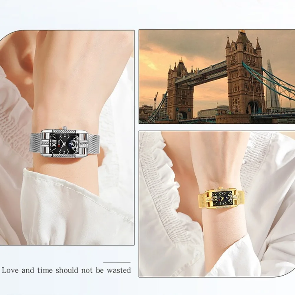 OFNS 1633 Fashion Luxury Mesh Belt Quartz Women's Watch Diamond Waterproof Exquisite Watches for Women Relojes Para Damas Часы