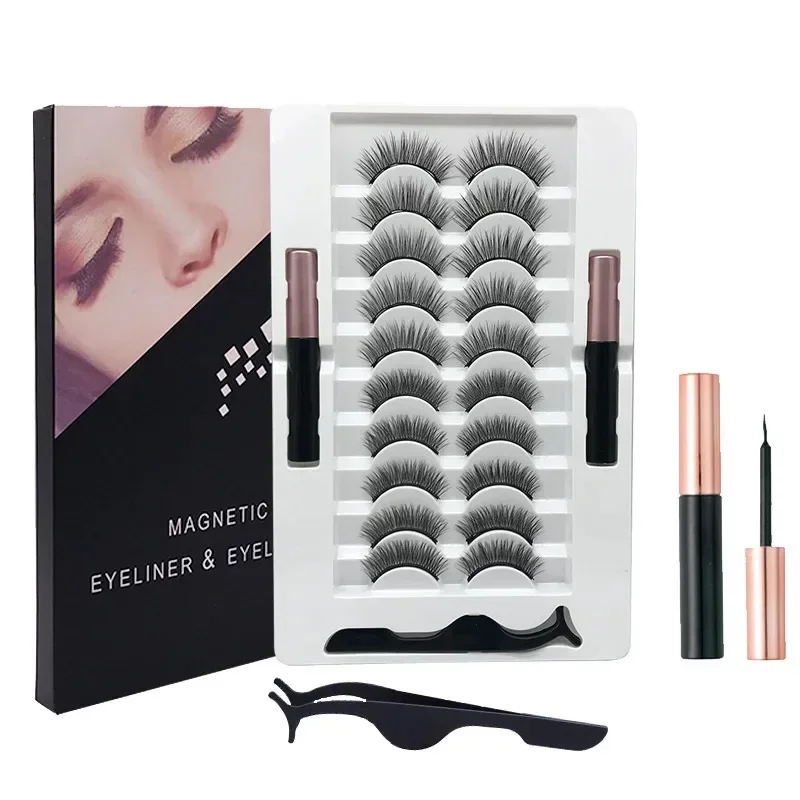 Ensemble de faux cils magnétiques sans colle, cils d'optique naturelle, eye-liner magnétique B