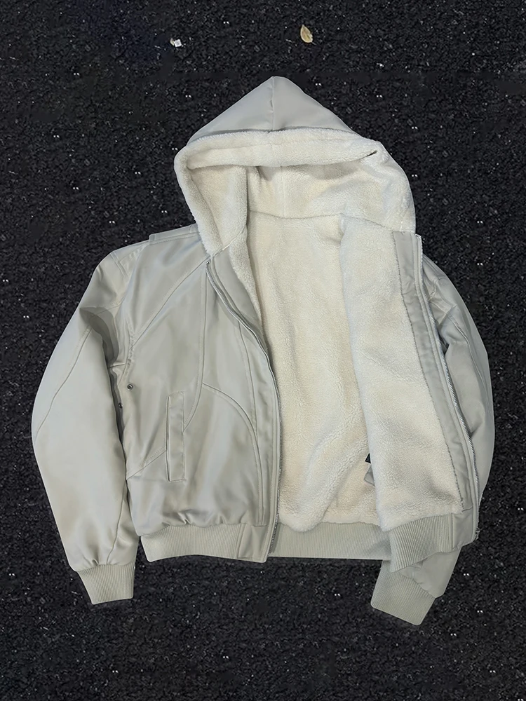 

Thiened Fce Winter Jaet Men's American Retro Cleanfit Heavyweight Cold Proof Warm Cotton Coat Outerwear