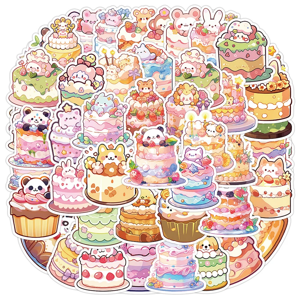 10/30/60pcs Kawaii Animal Cake Dessert Cartoon Stickers Graffiti Diary Phone Case Guitar Kids Waterproof Cute Decoration Sticker