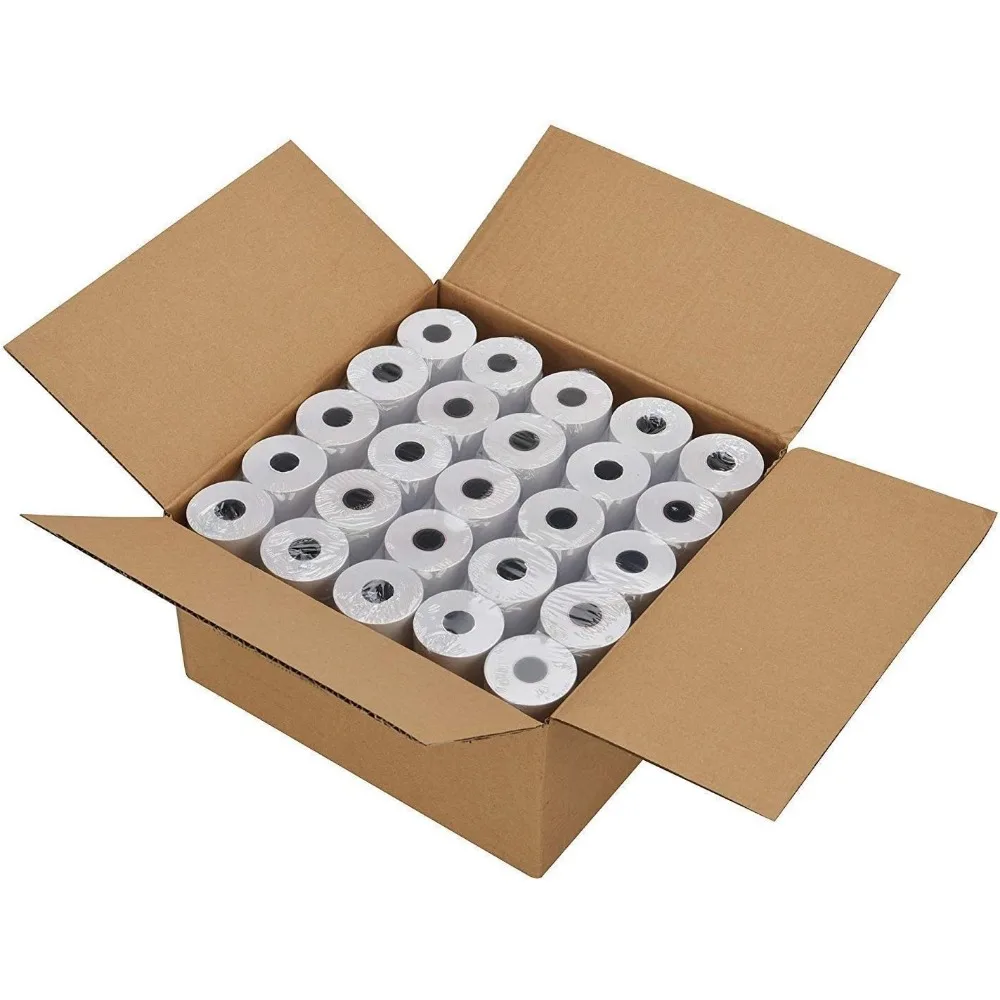 "لفائف ورق الإيصالات الحرارية، 2 1/4 × 85 مم، 200 لفة، حجم بطاقة الائتمان"