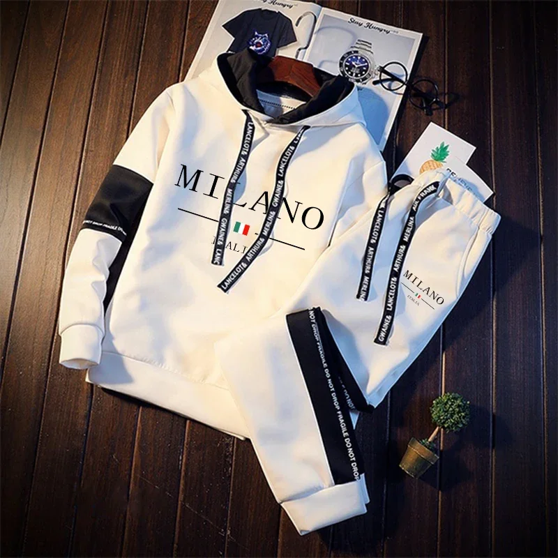 Hot Sales Mens Tracksuit Casual Print Sweatshirts Single Piece Hoodie Pants Sports Jogging Mens Clothing AutumnWinter Sportswear - Image 4