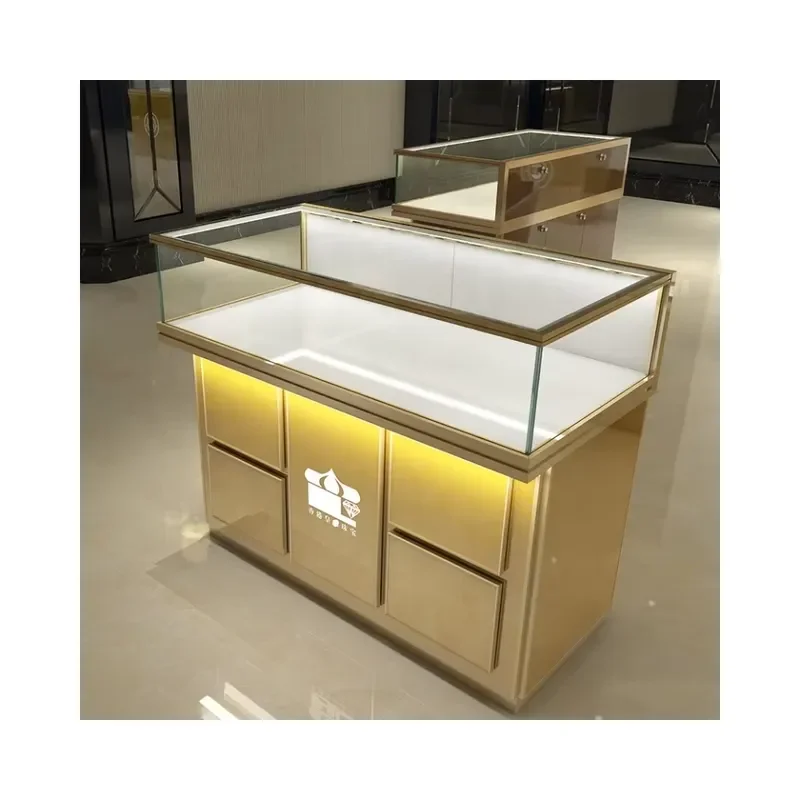 Marble Texture Jewellery Display Counter Glass Jewelry Display case for Shop Mall
