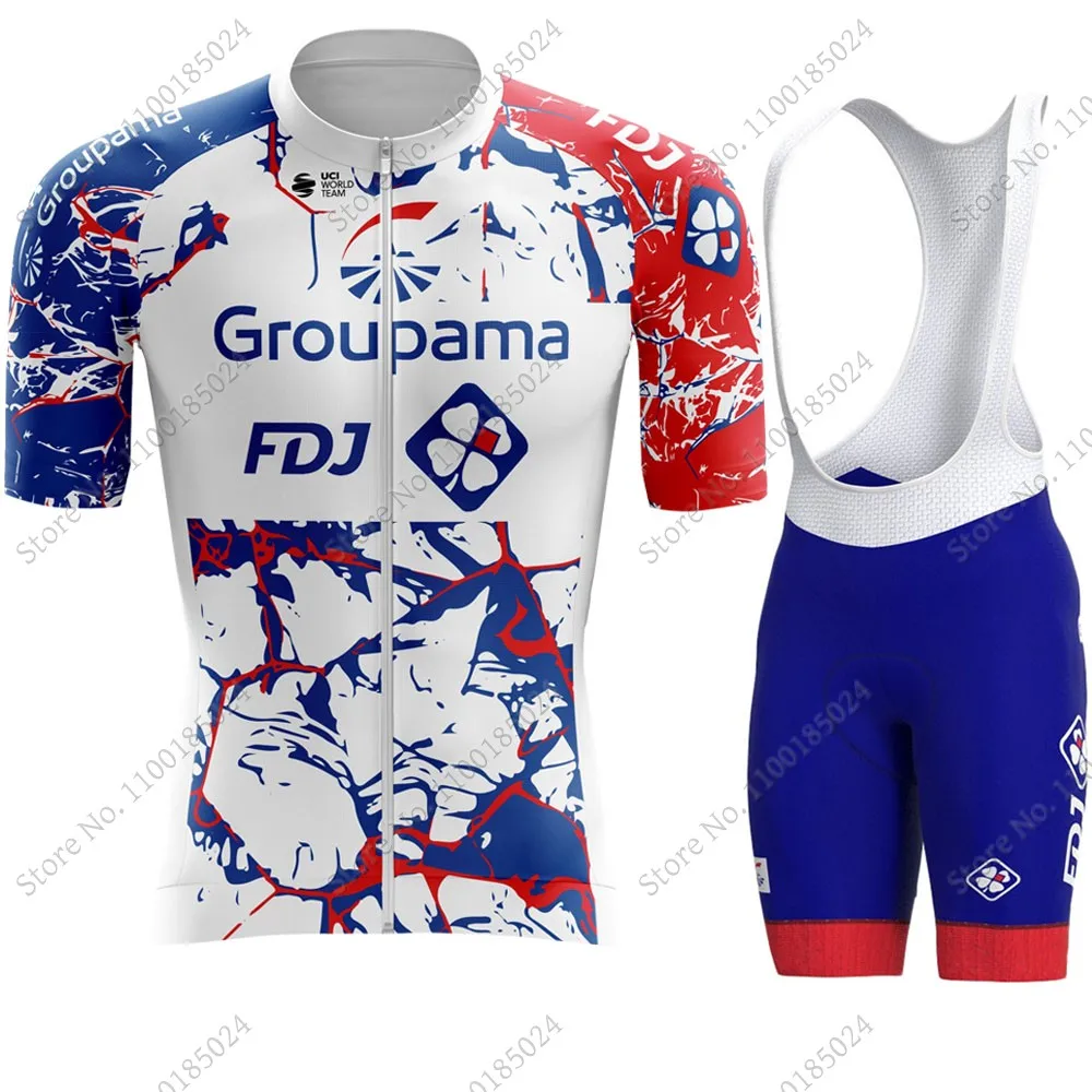 2022 France Cycling Jersey FDJ Team Set Summer Bicycle Clothing Mens Road Bike Shirt Suit Bib Shorts MTB Culotte Maillot