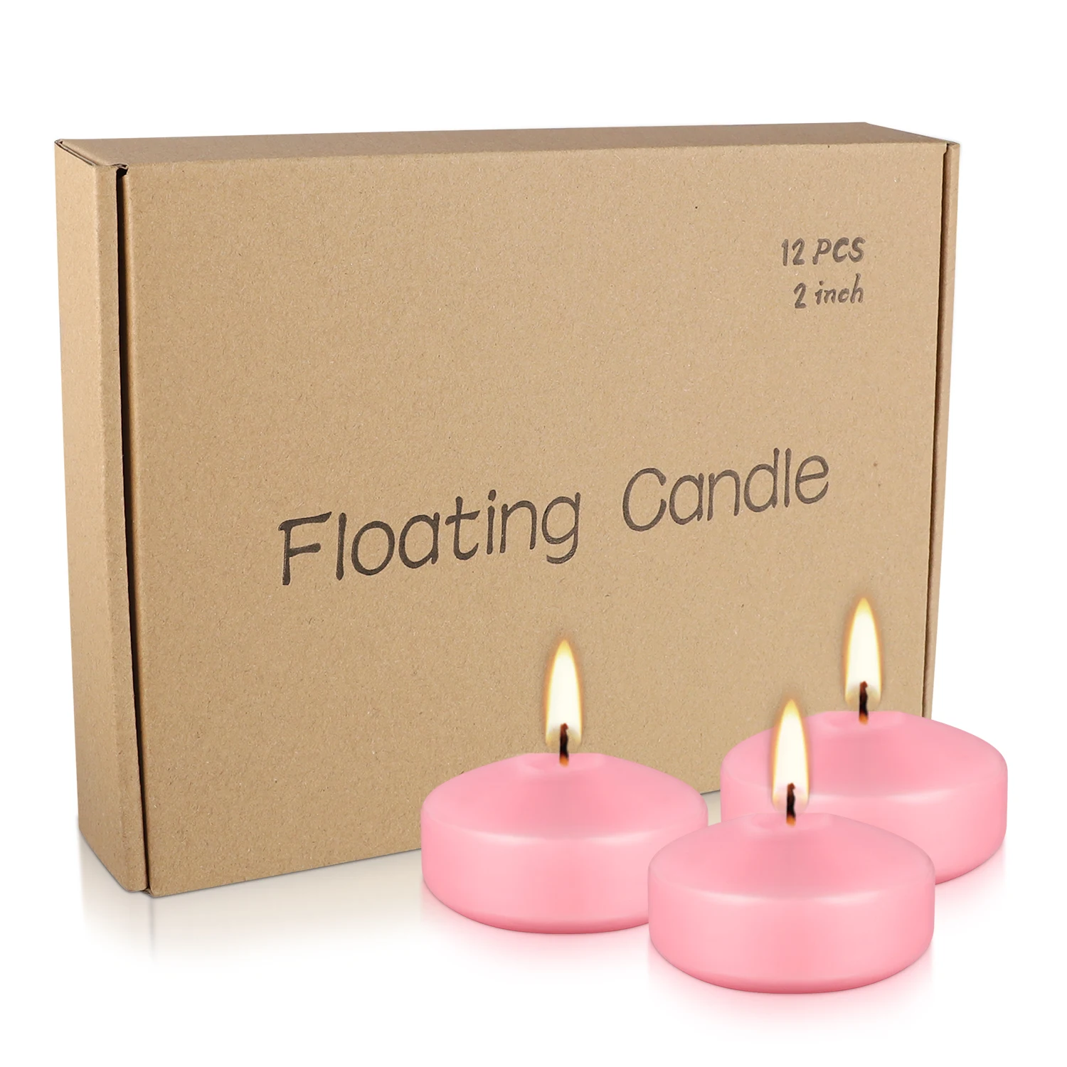 12 Pcs 2inch Pink Floating Candles, Have 5-6 Burning Time in Small Time. This Floating Candle Is Actually a Great Companion for Romantic Night. It Is a Portable Small Candle Set, It Is Especially Suitable for Many Holi