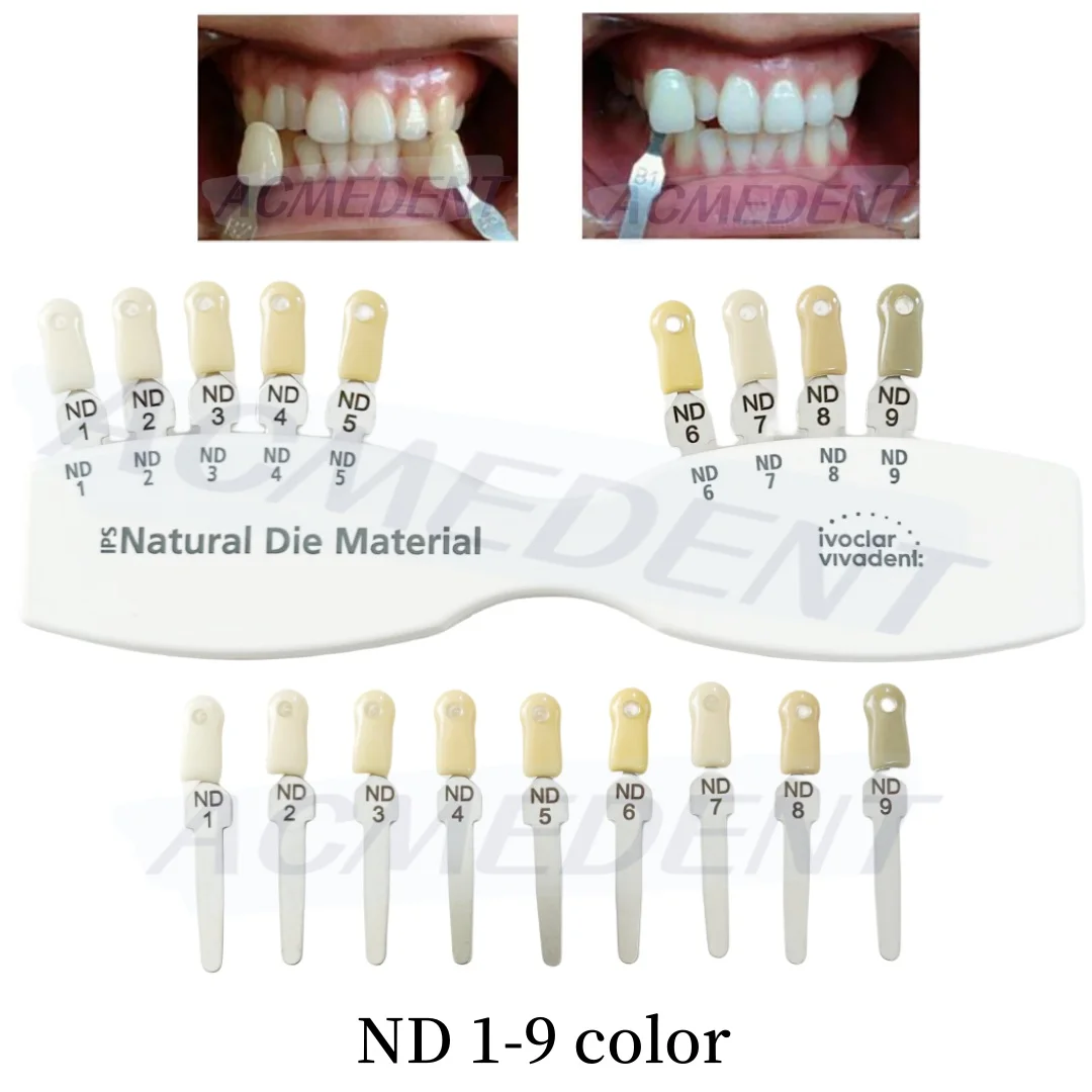 1-10pcs Dental Teeth Shade Guide Porcelain Material Teeth Denture Teeh Color Shade Board Guide Colorimetric ND1-9 Bleach Teeth