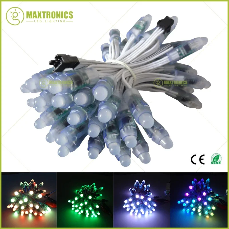 Guirxiété Lumineuse LED RGB DC5V/12V, 12mm, WS2811 IC, 22awg, Fil Vert, Noir, Blanc, pour Lampe Pixel Extérieure, 1000 Pièces