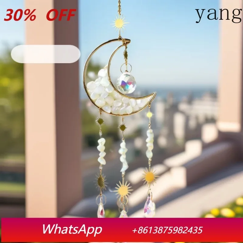 

YJQ gravel crystal moon wind chimes balcony bedroom pendant