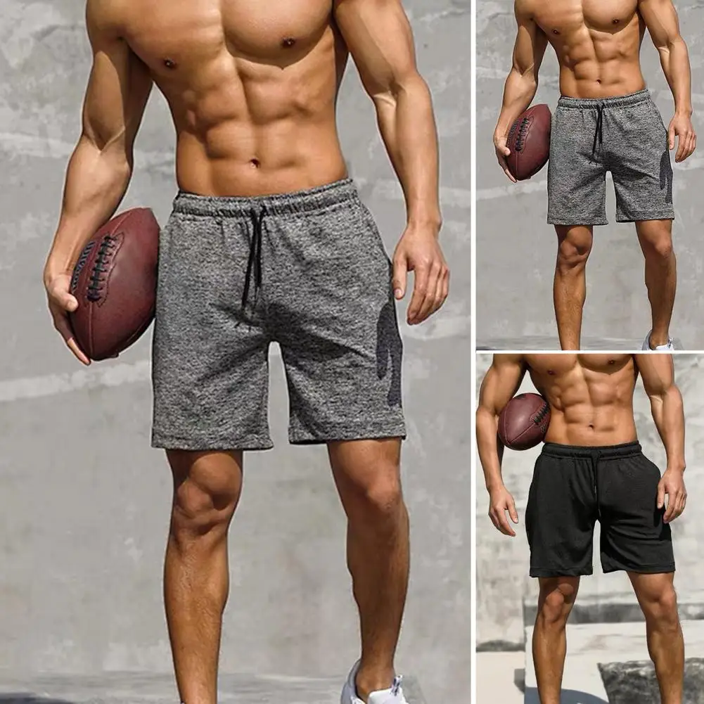 Шорты спортивные с эластичным поясом, модные повседневные с приятными на ощупь боковыми карманами, на шнурке, с защитой от усадки, для тренировок, на лето