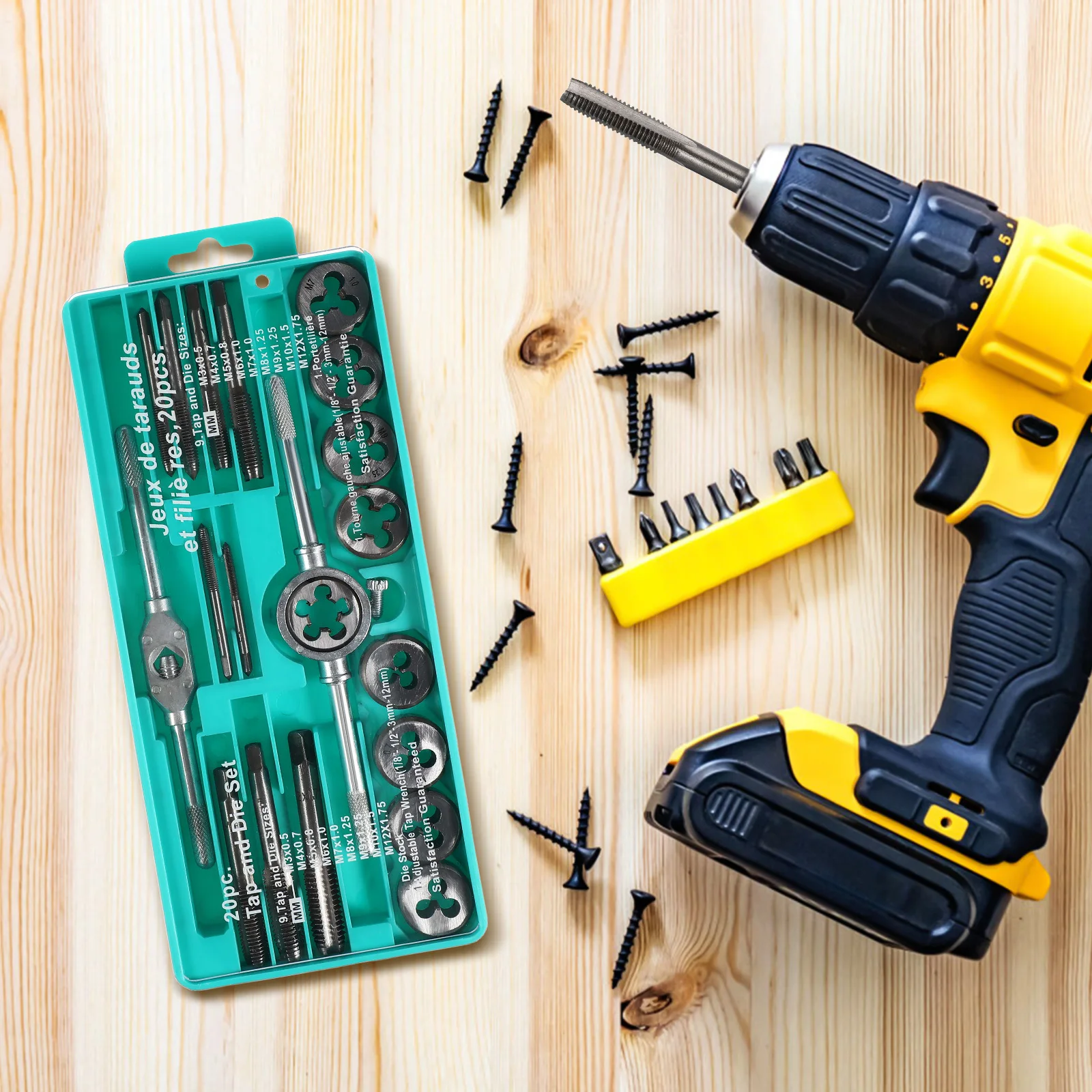 20 قطعة اليد خيوط الحنفية وجع مجموعة تحمل الصلب M3- متري أداة أساسية للميكانيكا ومشاريع DIY الحنفية أداة مفتاح الربط