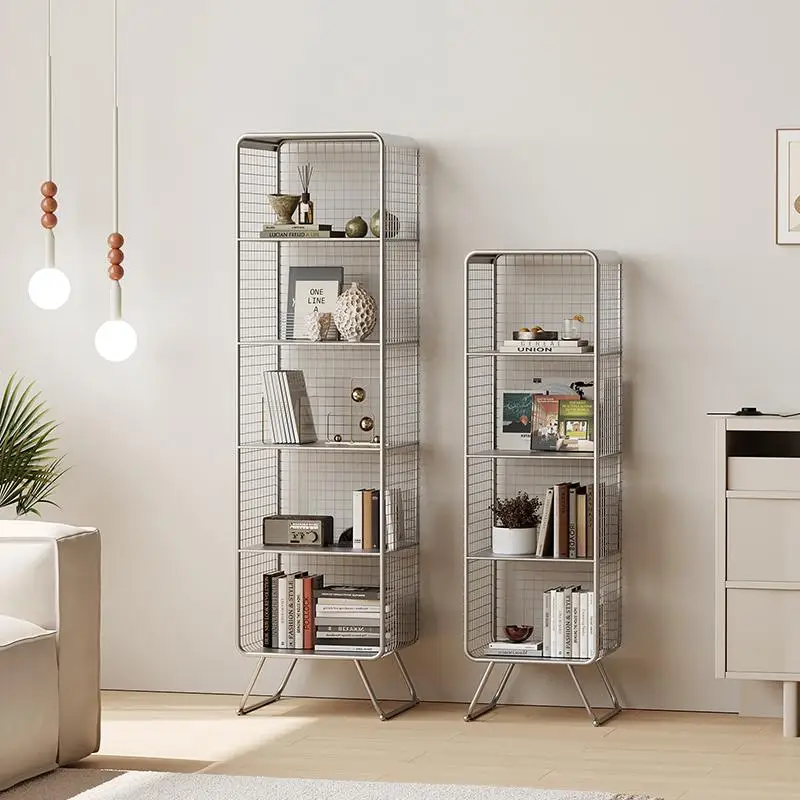 Nordic style Bookcase Multi-Tier Metal Storage Shelf Space Saving Living Room/Kids Book Organizer Sturdy Display Rack for Office