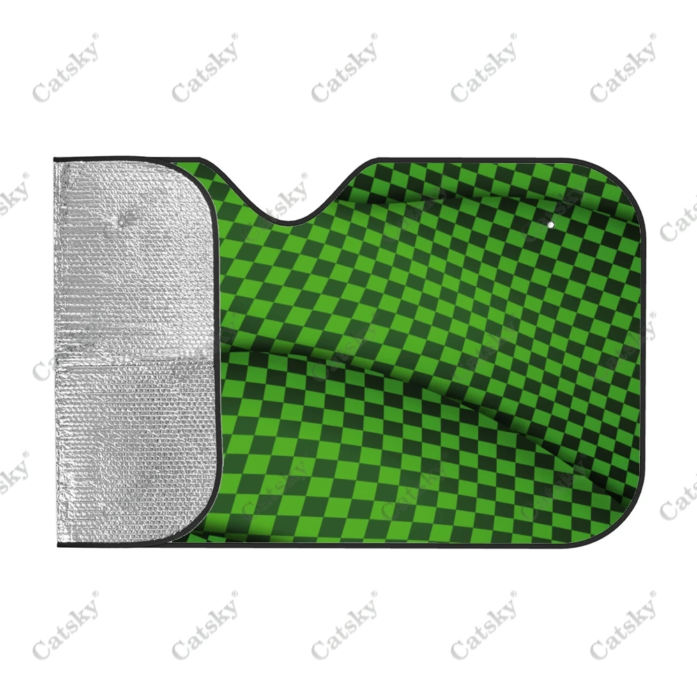 Racing Plaid Design Car Windshield Sunshade, Front Auto Car Windshield Sun Shade Blocks Uv Rays Sun Visor Protector