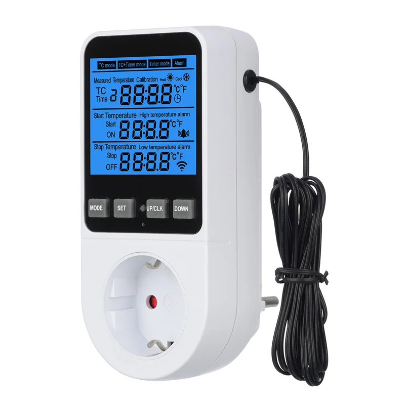 Soquete Controlador de Temperatura Digital Termostato Plugue eu Interruptor Temporizador Aquecimento Refrigeração Refrigerador Aquicultura 220v