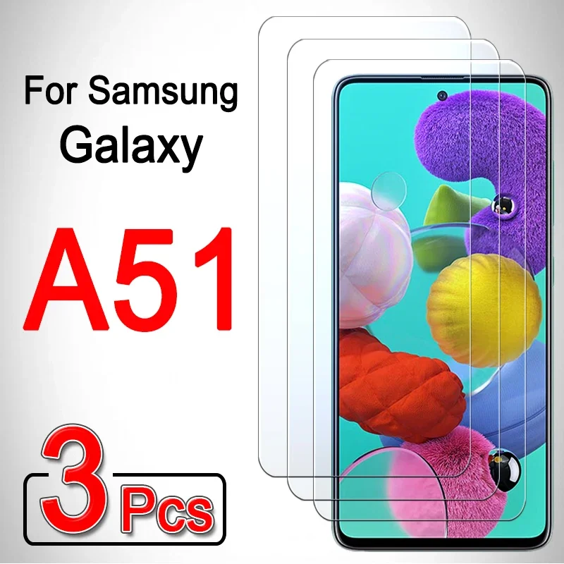 ฟิล์มกระจกกันรอย3ชิ้นสำหรับ Samsung A51 A52 a52s 5g A 51 52 Galaxy 5 1 2ชิ้น samsunga51 galaxya51 sumsung GLAS FILM