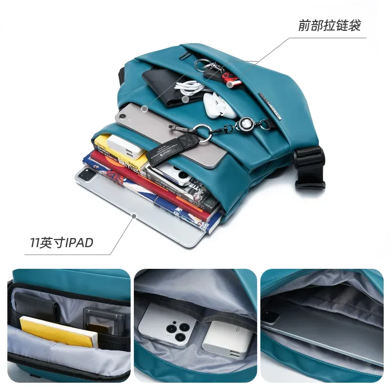 Imagem -03 - Bolsa Crossbody Sólida para Homens Bolsa Multifuncional Multifuncional Bolsas Antifurto à Prova Dágua Casual Kpop Travel Sling Bags Design de Moda de Luxo