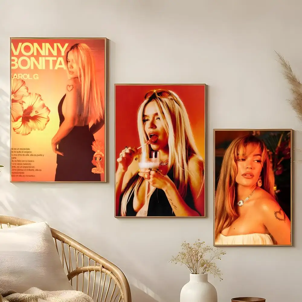 Singer KAROL G Poster Poster Self-adhesive Art Waterproof Paper Sticker Coffee House Bar Room Wall Decor