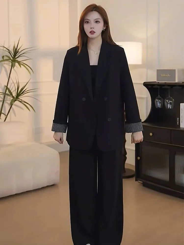 Women's Elegant Chic Blazer Two-Piece Suit New Casual Professional Business Workwear Pantsuits Solid Female Fall Clothes Outfits