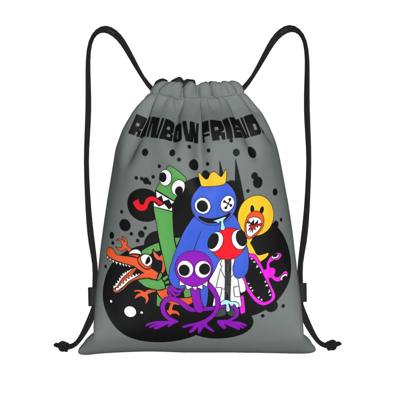 Custom Blue Face Rainbows Friend Drawstring Bag Women Men Lightweight Video Game Sports Gym Storage Backpack