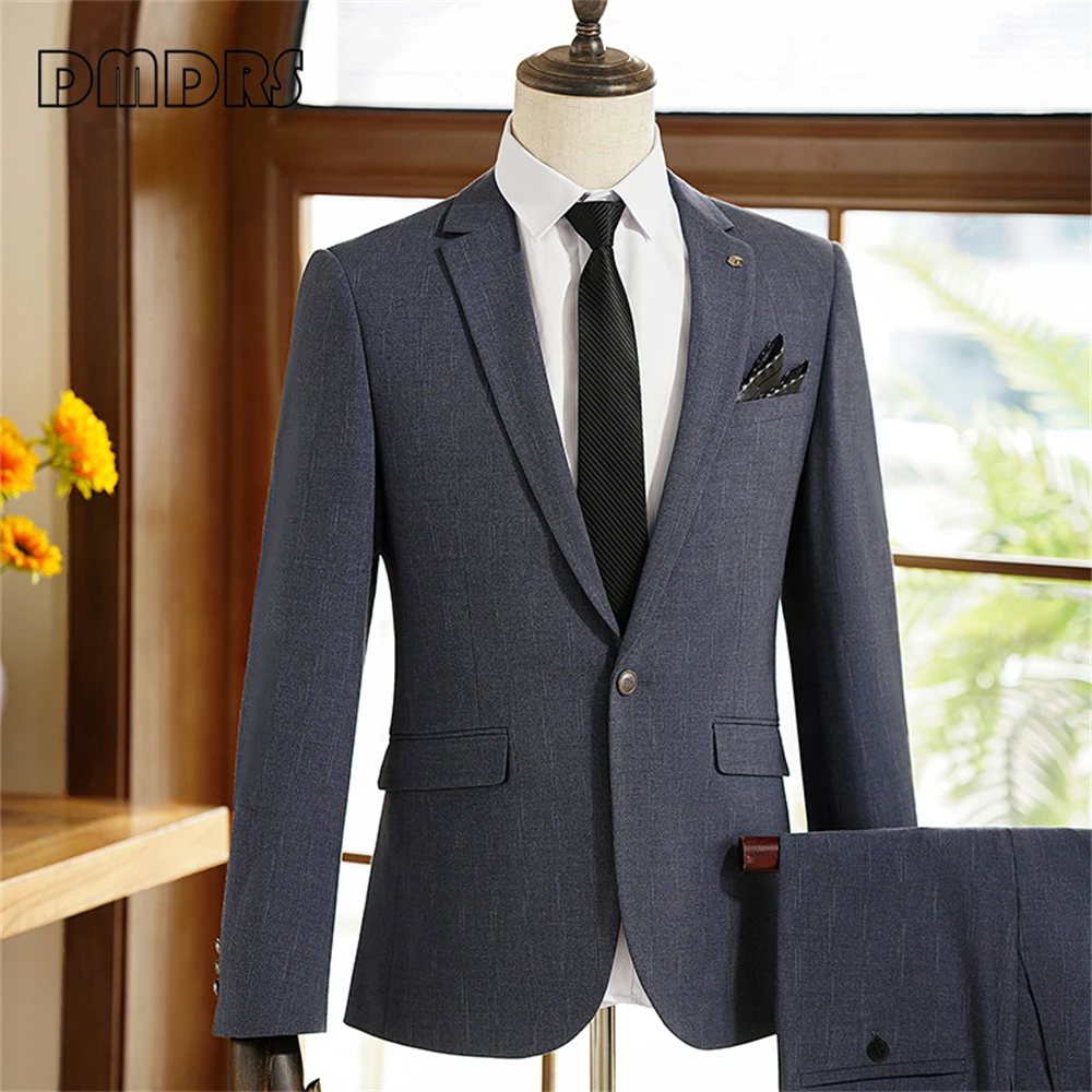 

Men's 2 Pieces Suit Set Slim Fitting Plus Size One Button Blazer Pants Tuxedo Set for Wedding, Business, Party , Formal Occasion