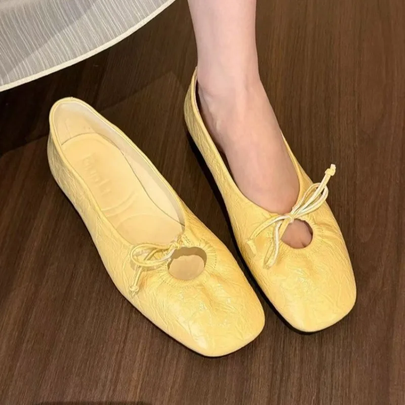 New Luxury Fashion Butterfly-Knot Ladies Flat with Shoes Female Slides Silk Footwear Shallow Ballet Flats Dance Shoes for Women