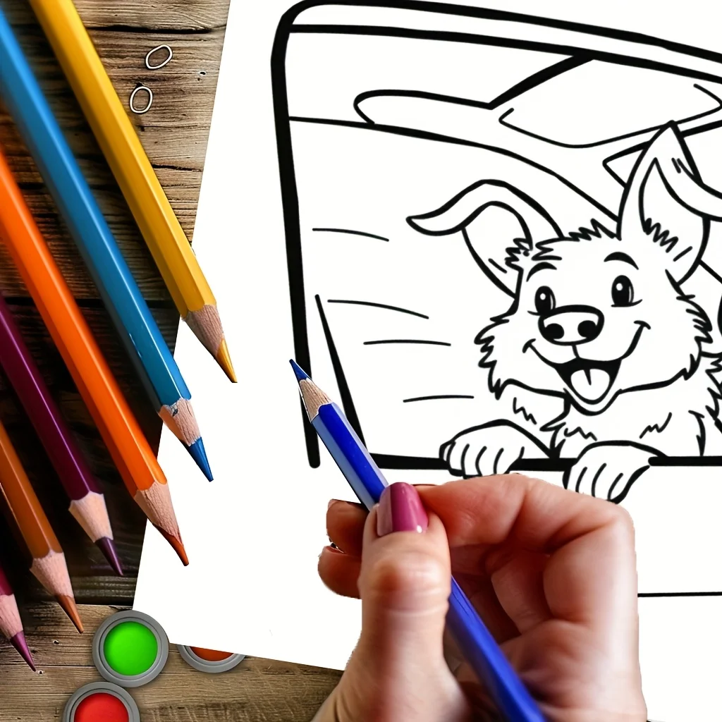 28 Pages Traveling Animal Theme Coloring Book for Adult Stress Reduction | Colouring Book for Stress Relief and Mood Reduction