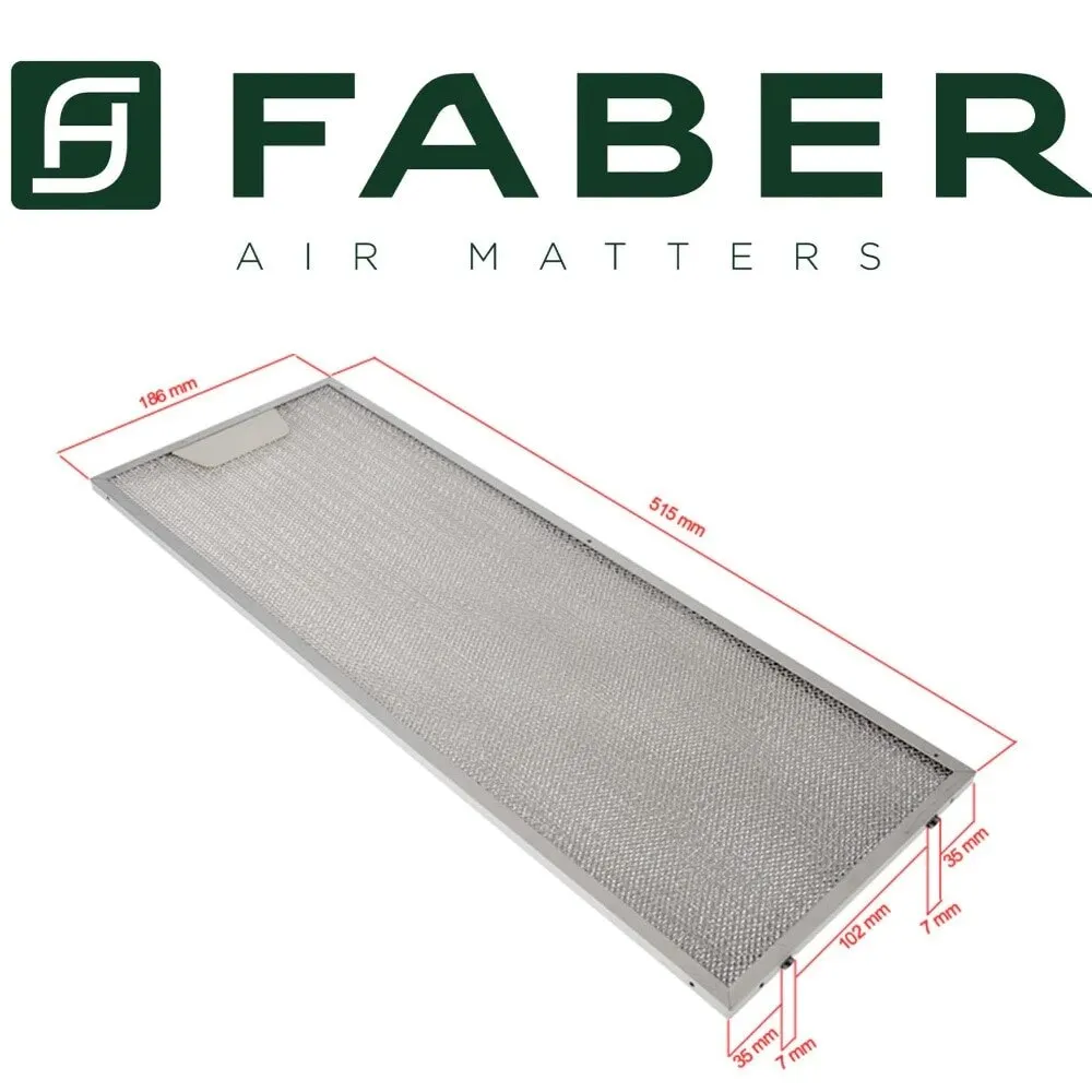 133.0018.475 filtro fixo traseiro para faber hoodfans cris24ss 110.0065.830 - 515x188mm
