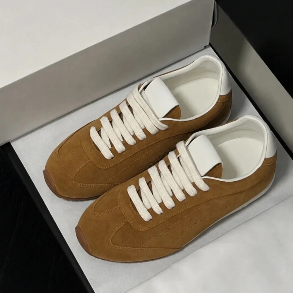 Zapatillas Deportivas Retro de Diseño de Lujo, de Cuero Genuino, Suela Plana Suave, Unisex, Calzado Casual para Correr
